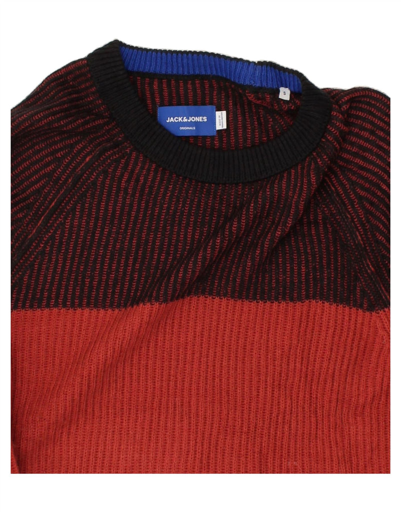 JACK & JONES Mens Crew Neck Jumper Sweater Small Red Colourblock | Vintage Jack & Jones | Thrift | Second-Hand Jack & Jones | Used Clothing | Messina Hembry 