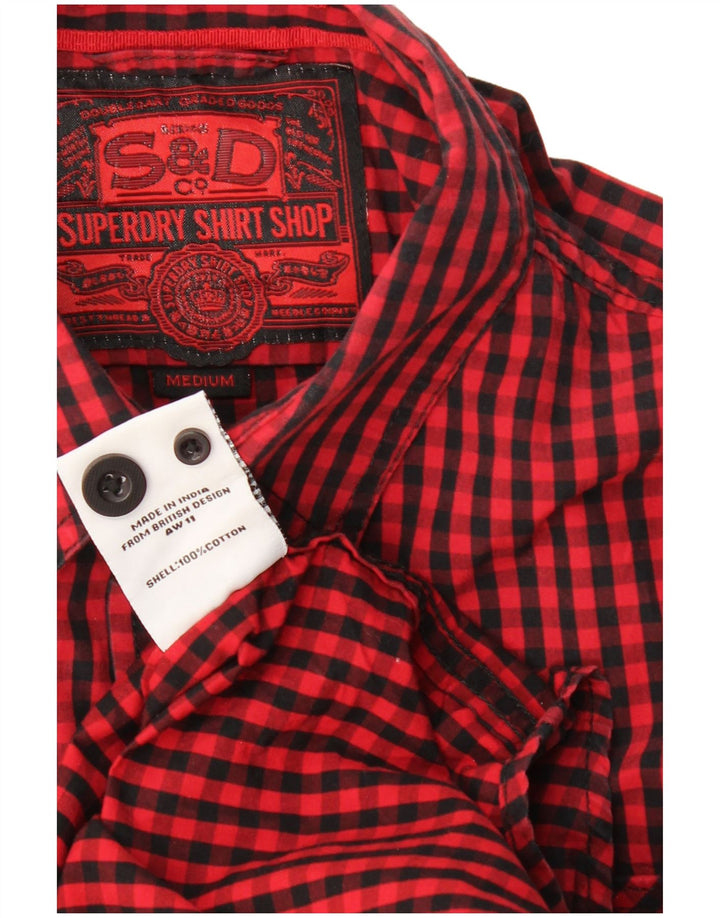 Superdry Mens Checked  Shirt Medium Red Check Cotton Classic