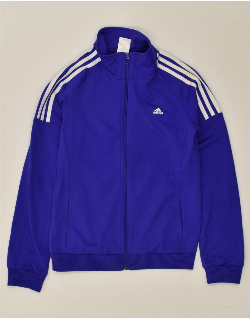 ADIDAS Womens Loose Fit Tracksuit Top Jacket UK 4/6 XS Blue Polyester | Vintage Adidas | Thrift | Second-Hand Adidas | Used Clothing | Messina Hembry 