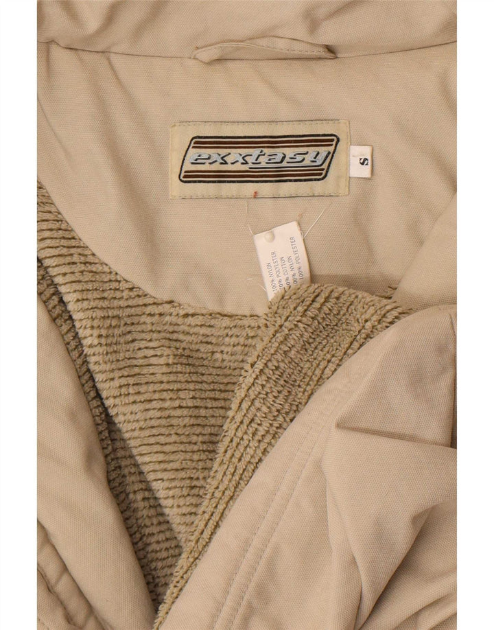 Exxtasy Mens Loose Fit Windbreaker Jacket UK 36 Small Beige Nylon