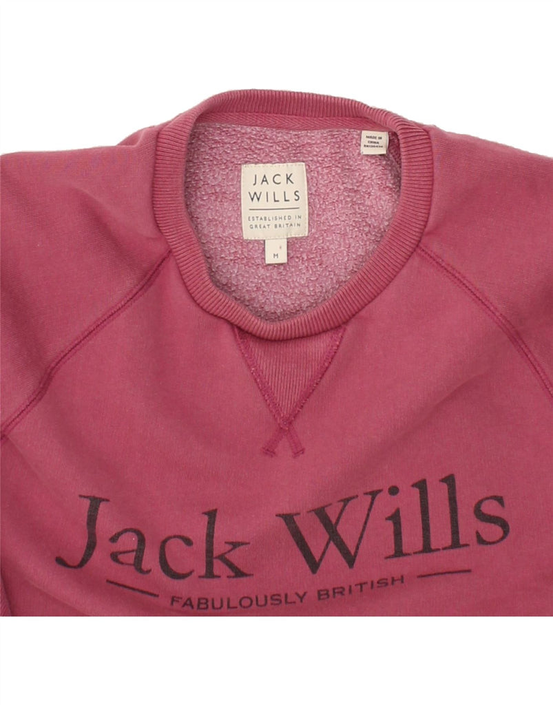 JACK WILLS Mens Graphic Sweatshirt Jumper UK 14 Medium Pink Cotton | Vintage Jack Wills | Thrift | Second-Hand Jack Wills | Used Clothing | Messina Hembry 