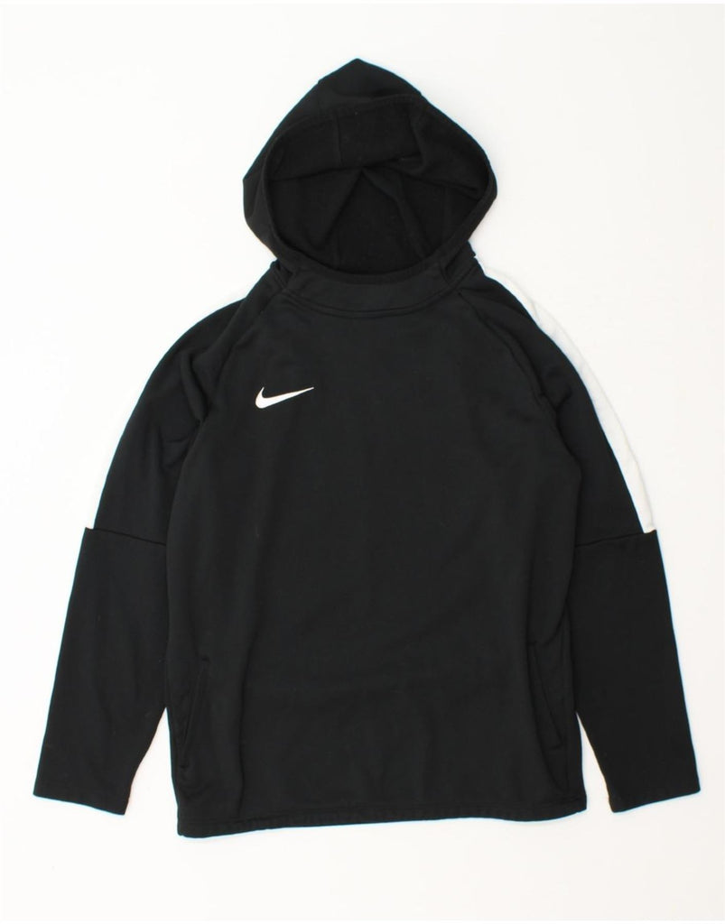 NIKE Boys Hoodie Jumper 12-13 Years Large Black Colourblock Polyester Vintage Nike and Second-Hand Nike from Messina Hembry 