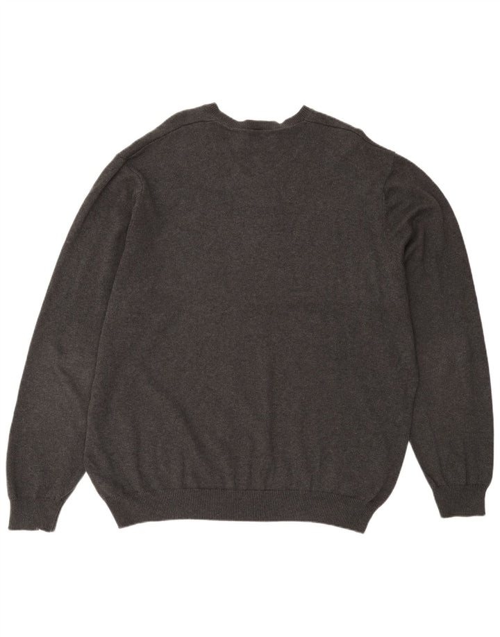 Marks & Spencer Mens Regular Fit V-Neck Jumper Sweater 3XL Grey Cotton