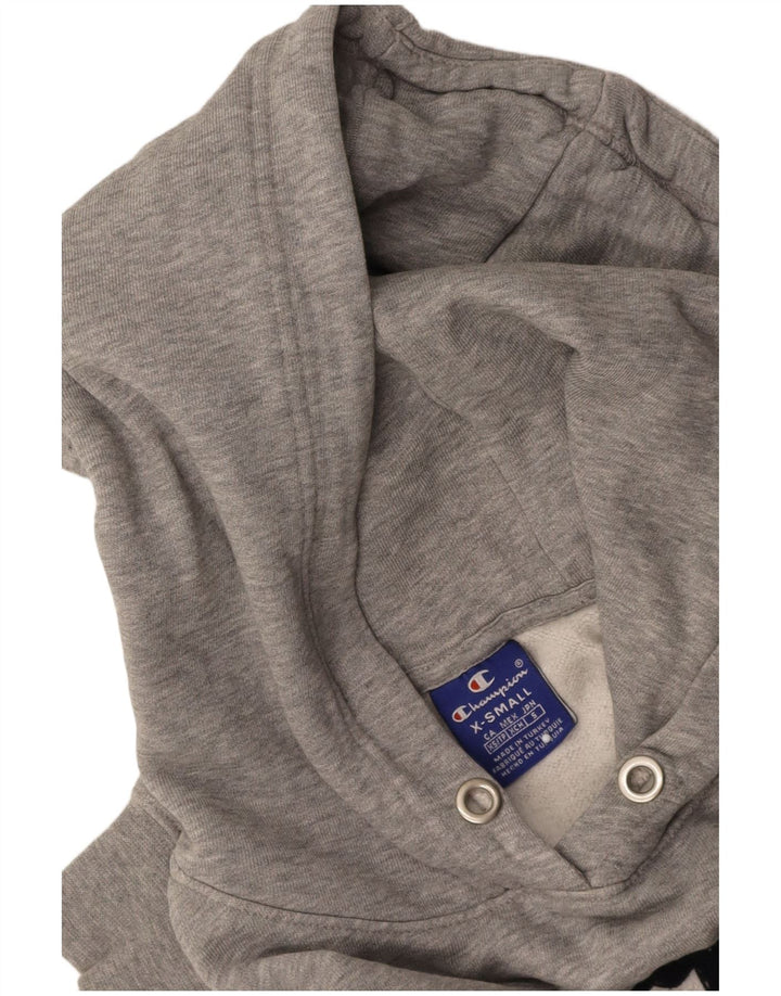 CHAMPION Womens Oversized Crop Graphic Hoodie Jumper UK 6 XS Grey