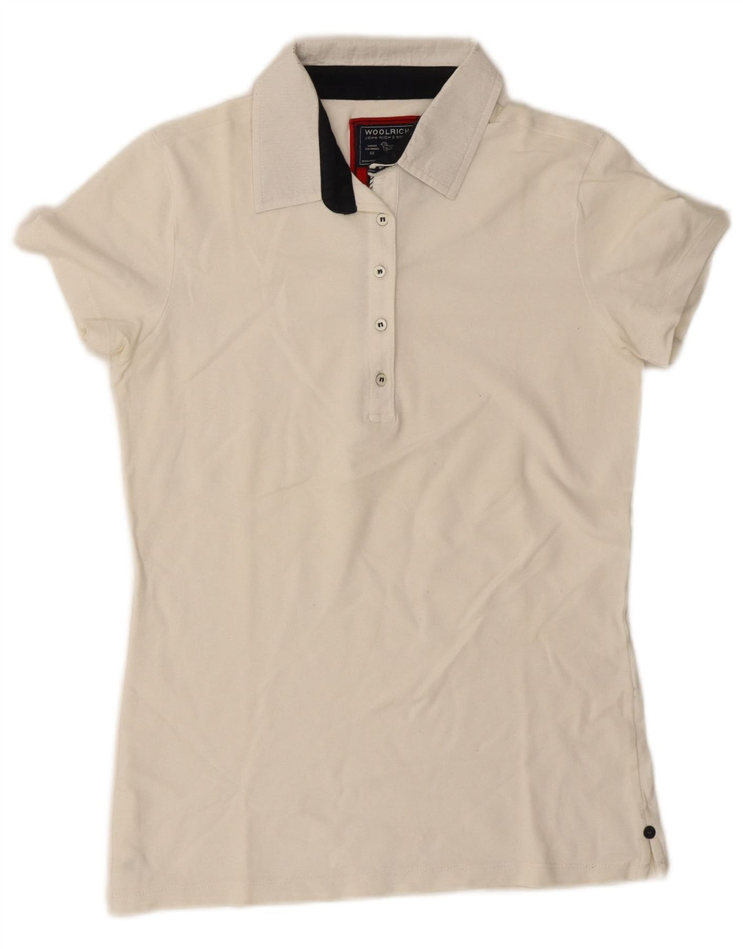Woolrich Womens Polo Shirt UK 14 Large Off White