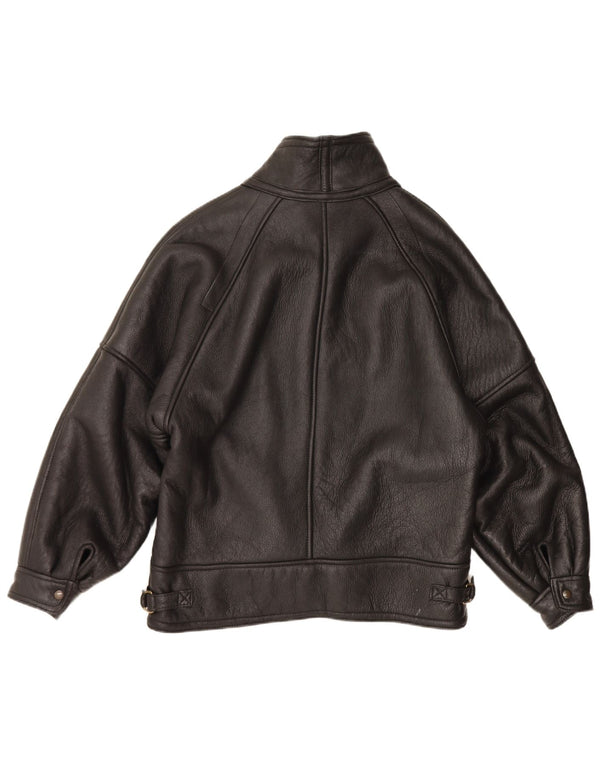 Vintage Mens Shearling Jacket IT 54 2XL Black Shearling