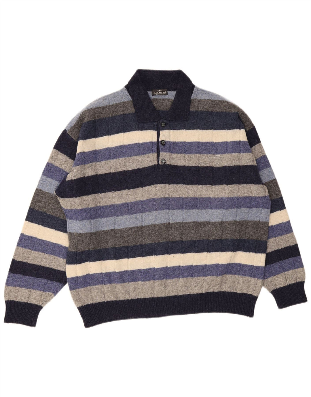 Il Granchio Mens Polo Neck Jumper Sweater 2XL Multicoloured Striped