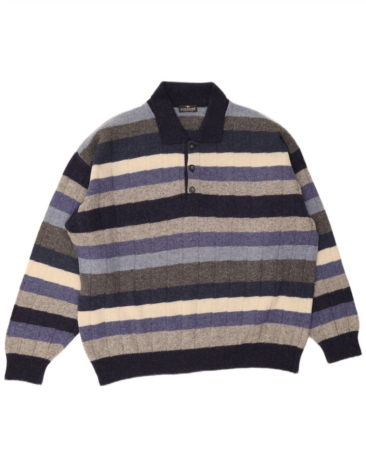 Il Granchio Mens Polo Neck Jumper Sweater 2XL Multicoloured Striped
