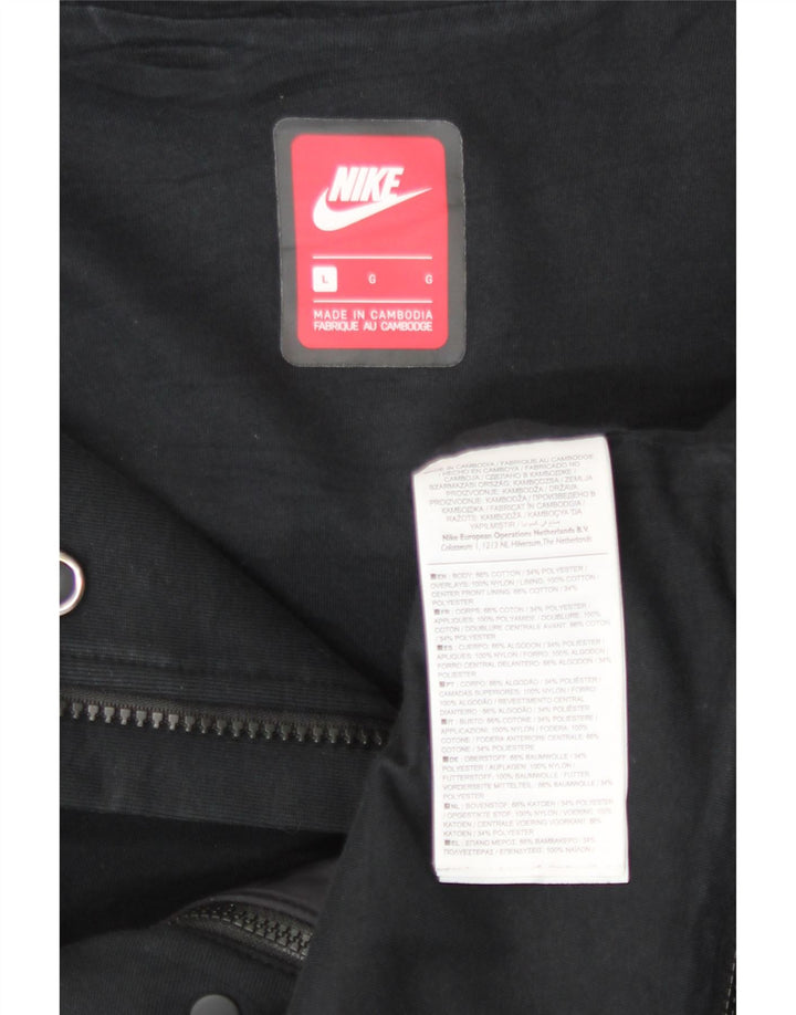 Nike Womens Hooded Raincoat UK 14 Large Black Cotton