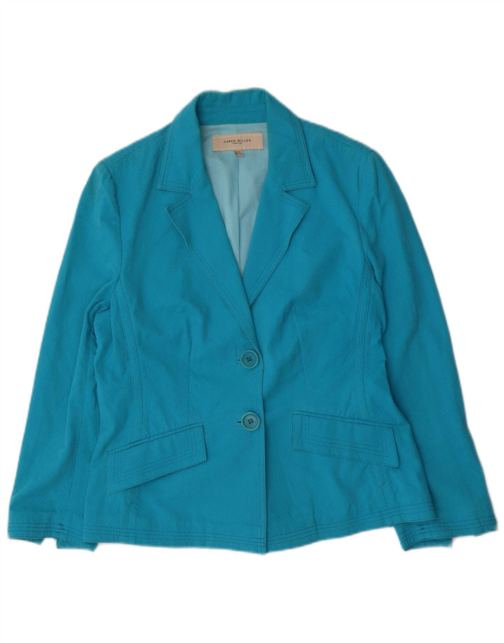 Karen Millen Womens 2 Button Blazer Jacket UK 14 medium Blue Cotton