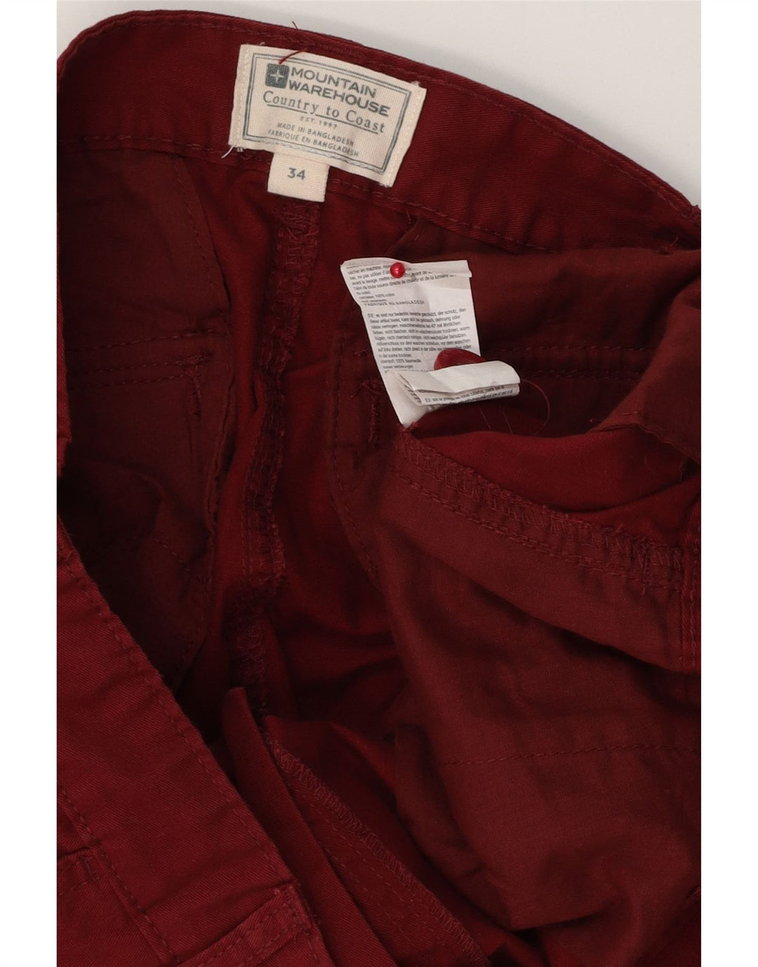 MOUNTAIN WAREHOUSE Mens Cargo Shorts W34 Large Burgundy Cotton