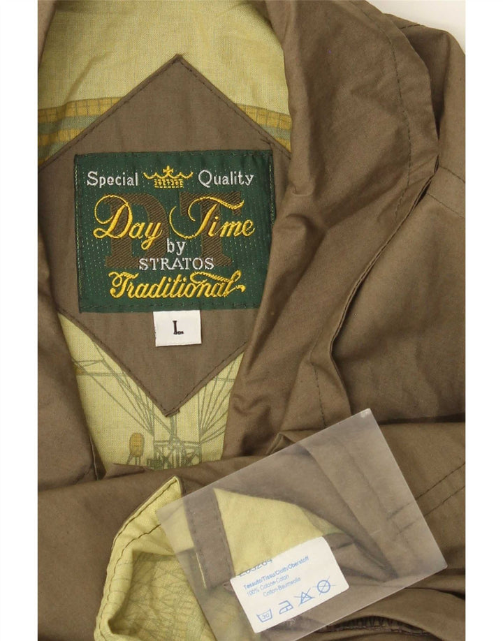 Stratos Mens Overcoat UK 40 Large Khaki Cotton