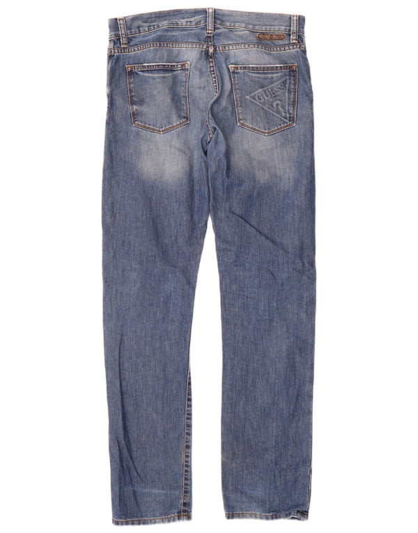 Guess Boys Distressed Regular Fit Straight Jeans 15-16 Years W32 L33 Blue