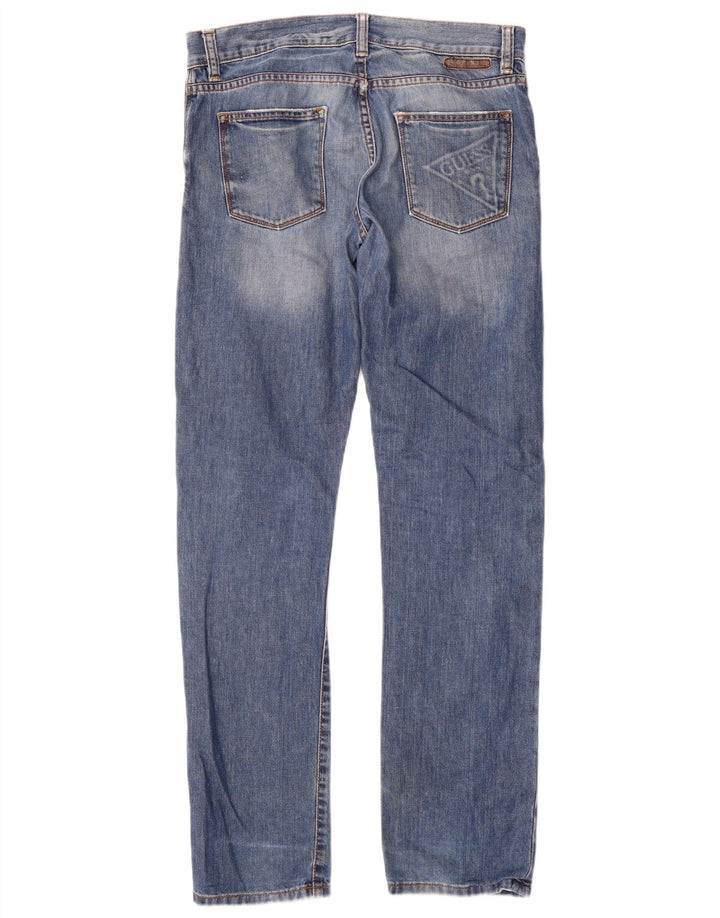 Guess Boys Distressed Regular Fit Straight Jeans 15-16 Years W32 L33 Blue