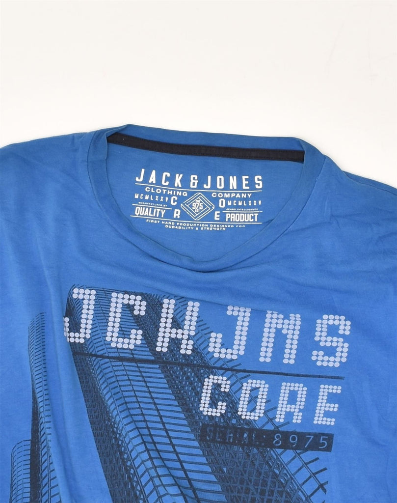 JACK & JONES Womens Graphic T-Shirt Top UK 12 Medium Blue Cotton | Vintage Jack & Jones | Thrift | Second-Hand Jack & Jones | Used Clothing | Messina Hembry 