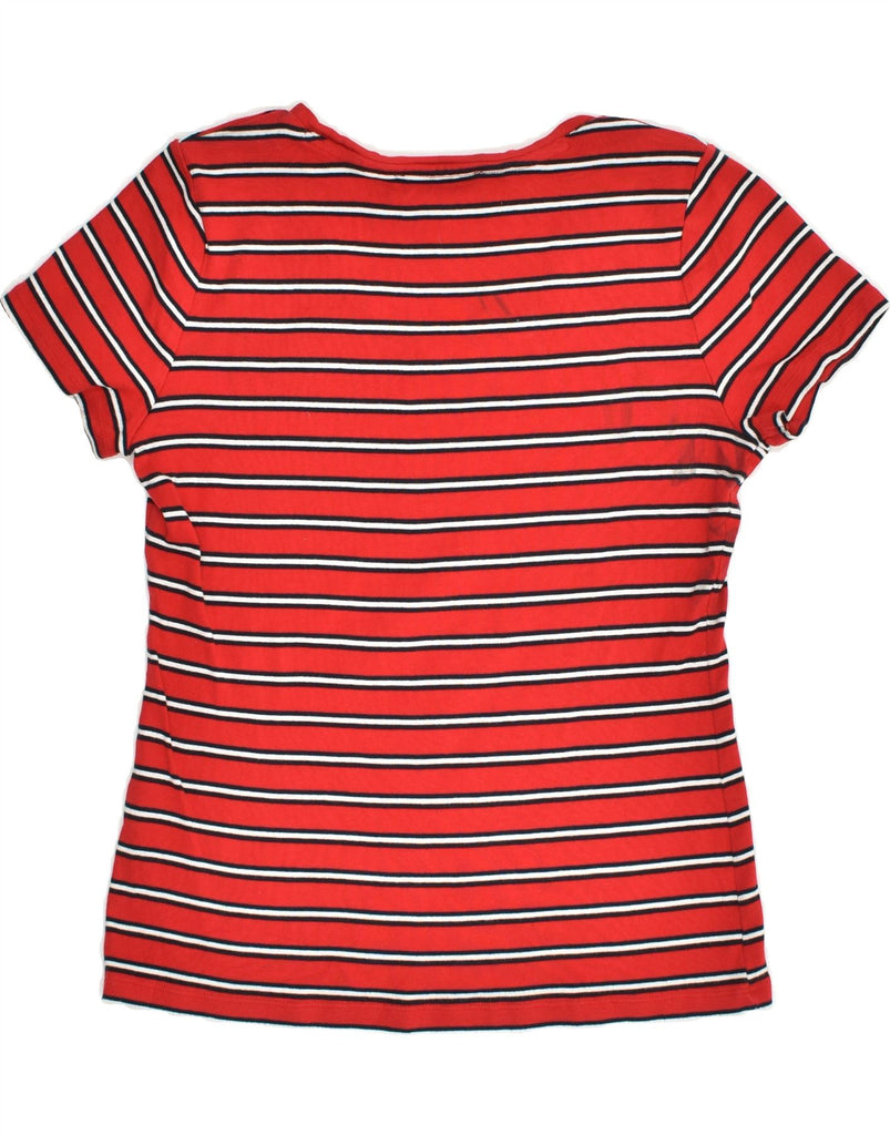 TOMMY HILFIGER Womens T-Shirt Top UK 14 Large Red Striped Cotton | Vintage Tommy Hilfiger | Thrift | Second-Hand Tommy Hilfiger | Used Clothing | Messina Hembry 