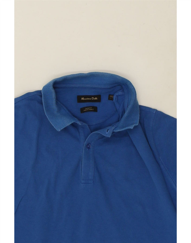 MASSIMO DUTTI Mens Slim Fit Polo Shirt Large Blue | Vintage Massimo Dutti | Thrift | Second-Hand Massimo Dutti | Used Clothing | Messina Hembry 