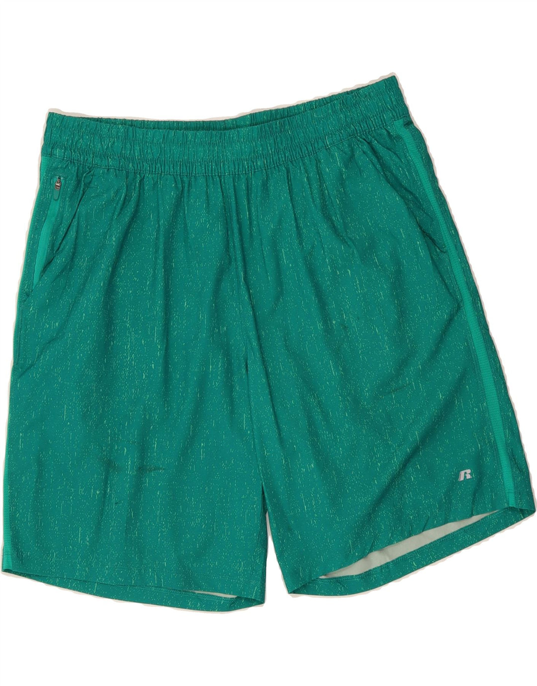 RUSSELL ATHLETIC Mens Training Sport Shorts Large Green Polyester Vintage Russell Athletic and Second-Hand Russell Athletic from Messina Hembry 