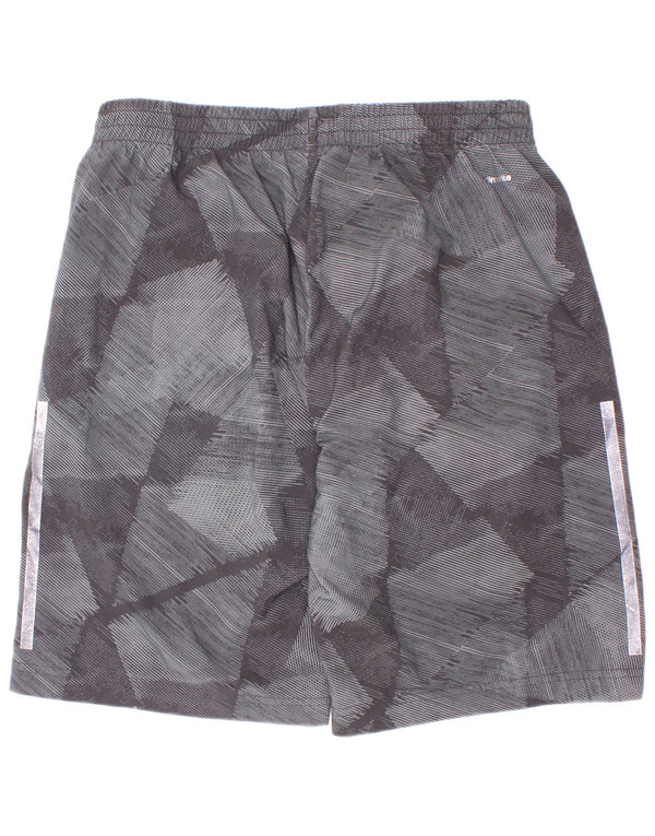 Adidas Boys Climalite Sport Shorts 13-14 Years Grey Geometric Polyester