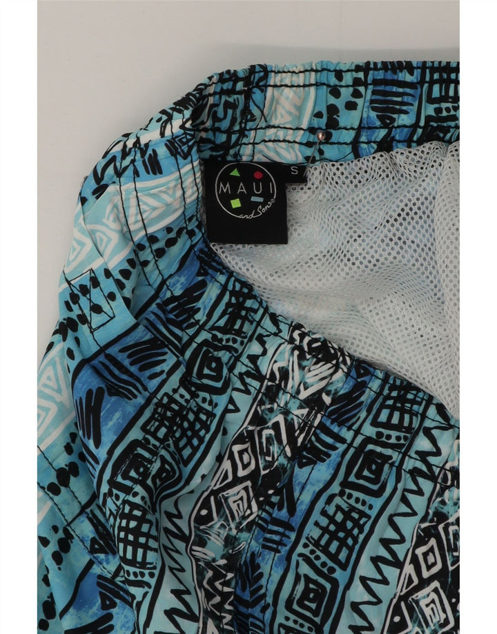 Maui and Sons Mens Swimming Shorts Small Blue Geometric Polyester