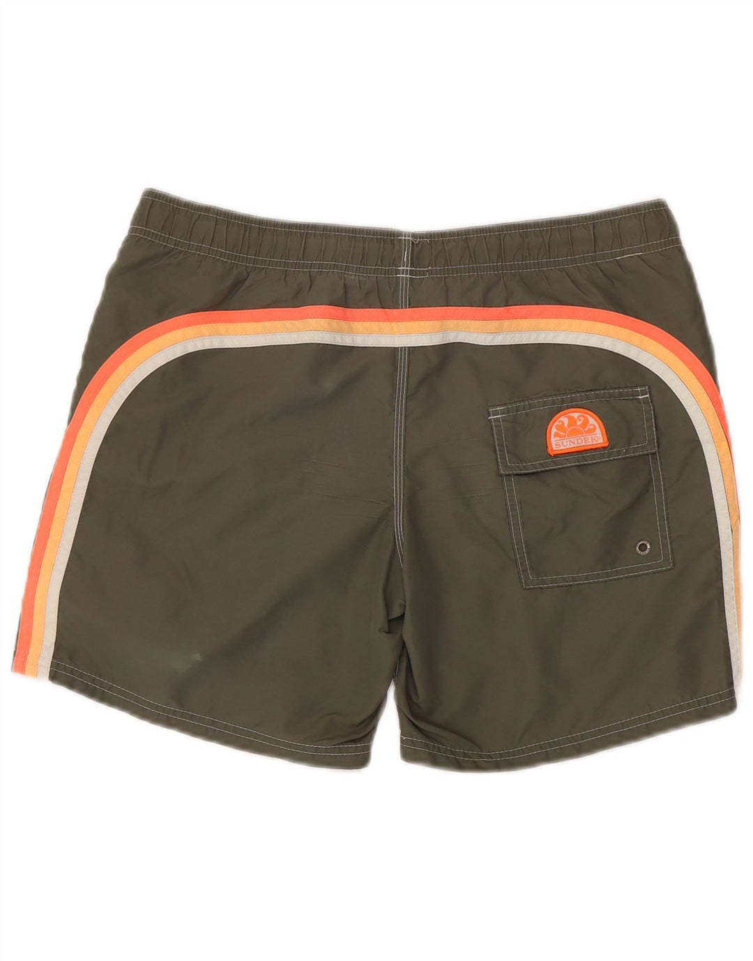 Sundek Mens Swimming Shorts Small Khaki Colourblock Nylon