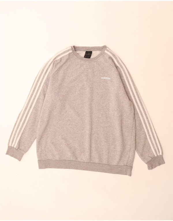 Adidas Womens Oversized Sweatshirt Jumper UK 12/14 Medium Grey Cotton