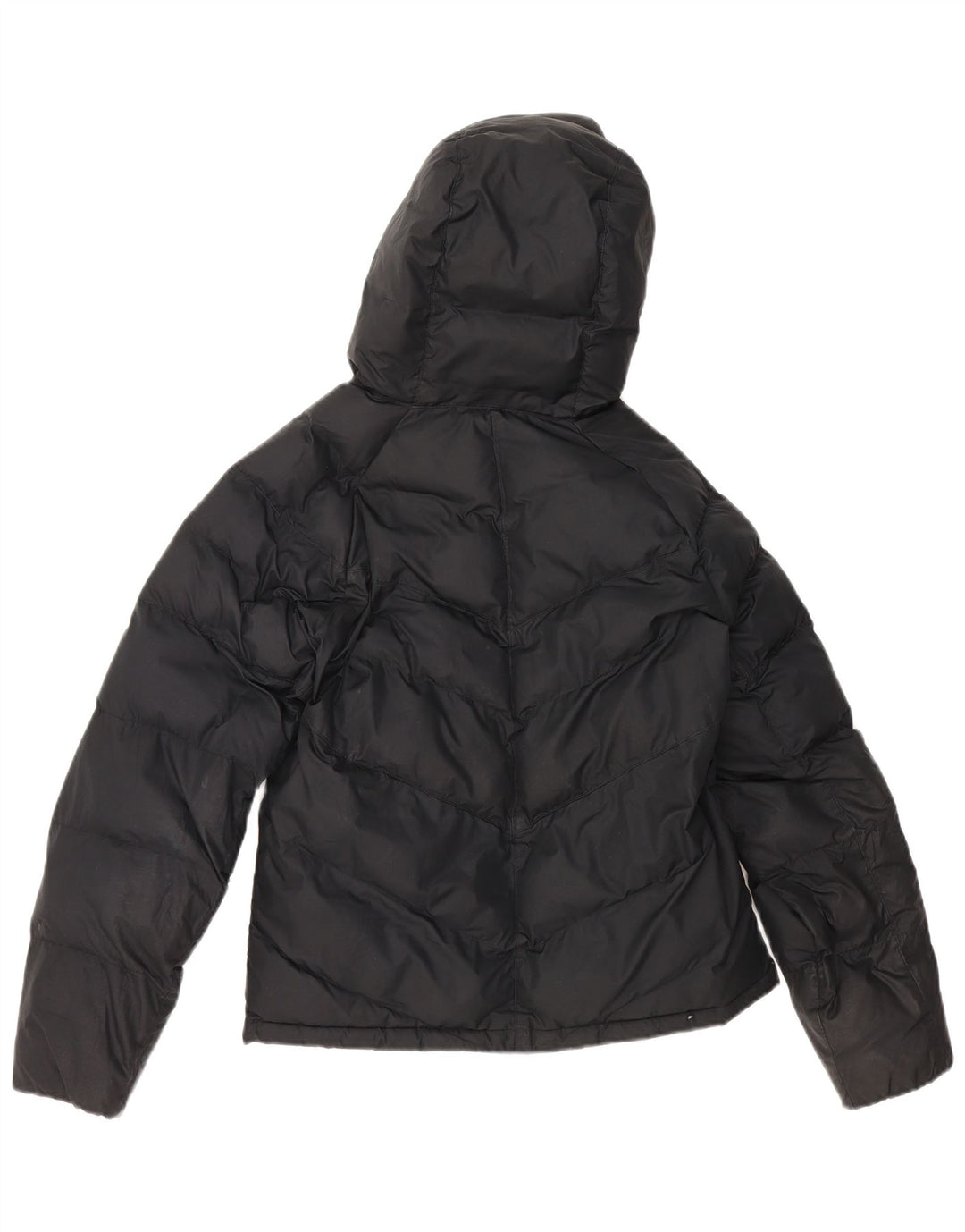 NIKE Boys Hooded Padded Jacket 12-13 Years Large Black Polyester