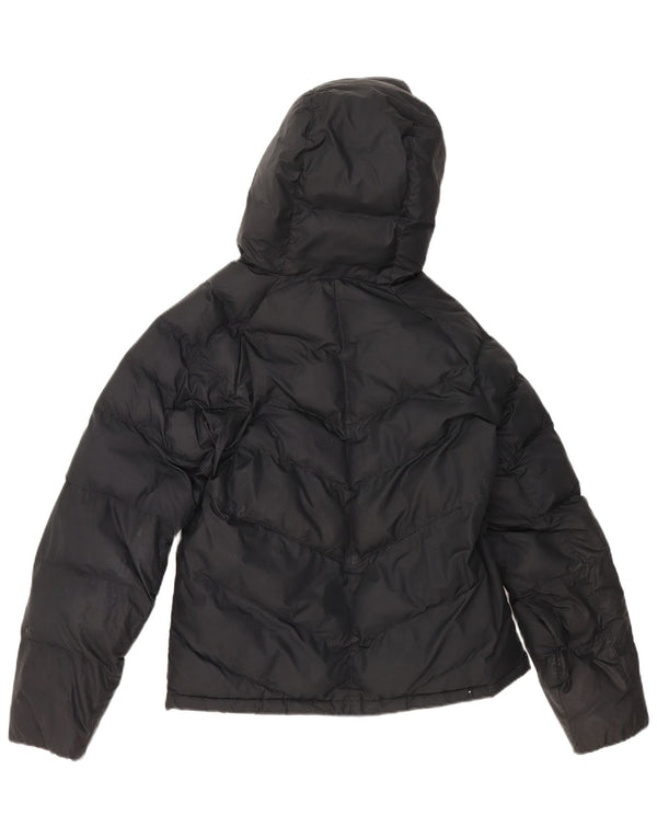 NIKE Boys Hooded Padded Jacket 12-13 Years Large Black Polyester