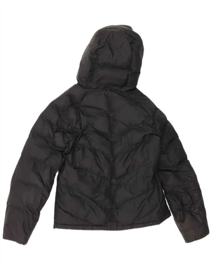 NIKE Boys Hooded Padded Jacket 12-13 Years Large Black Polyester