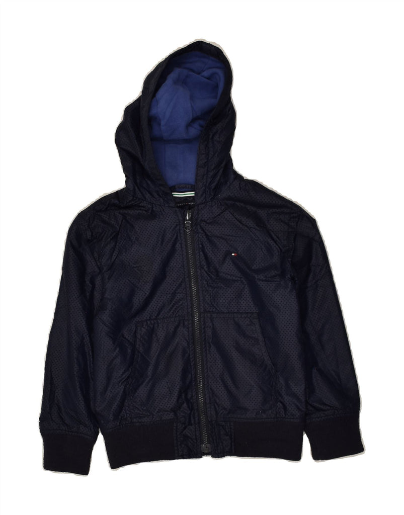 TOMMY HILFIGER Boys Hooded Bomber Jacket 5-6 Years Navy Blue Nylon | Vintage Tommy Hilfiger | Thrift | Second-Hand Tommy Hilfiger | Used Clothing | Messina Hembry 