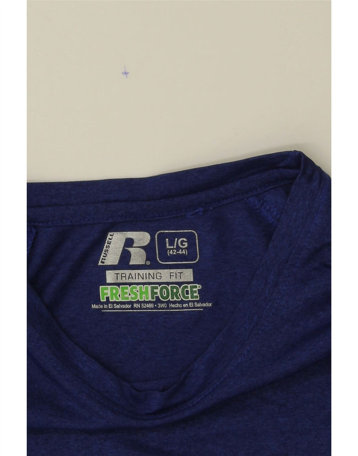 RUSSELL ATHLETIC Mens T-Shirt Top Large Blue Polyester Vintage Russell Athletic and Second-Hand Russell Athletic from Messina Hembry 