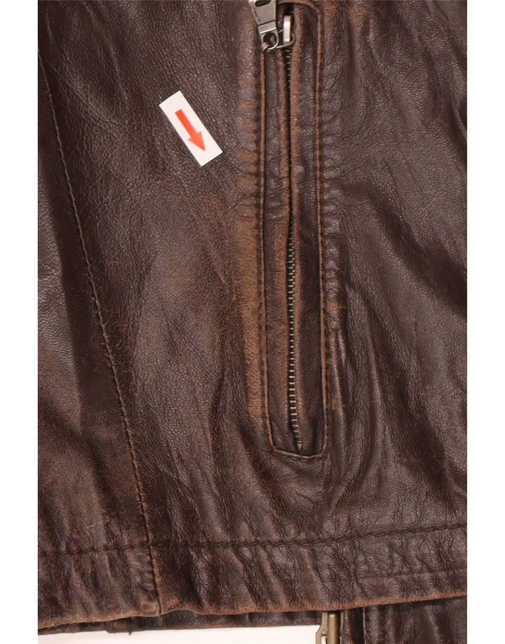 In Extenso Mens Leather Jacket UK 40 Large Brown