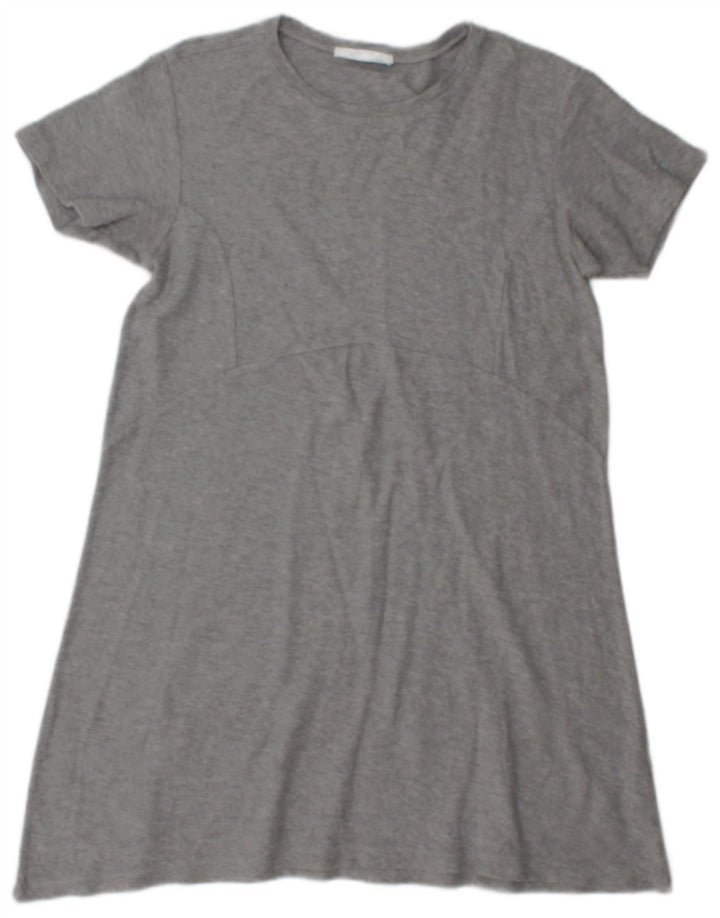 Zara Womens T-Shirt Dress UK 12 Medium Grey Cotton