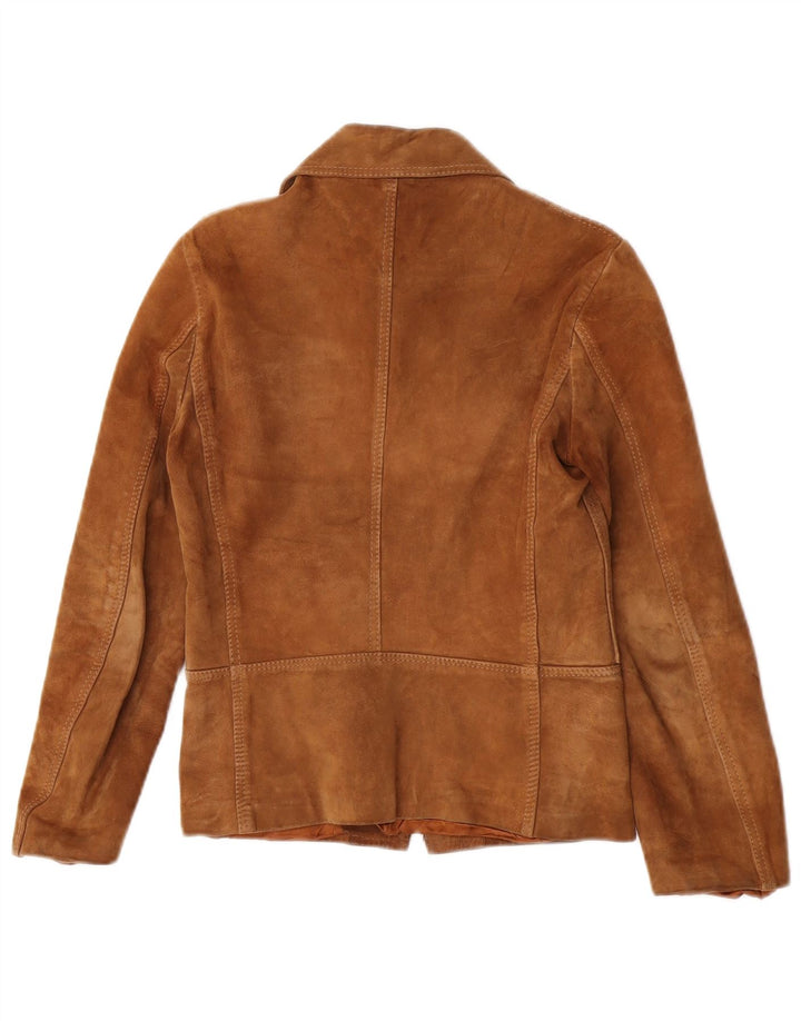 Vintage Womens Suede Jacket UK 10 Small Brown