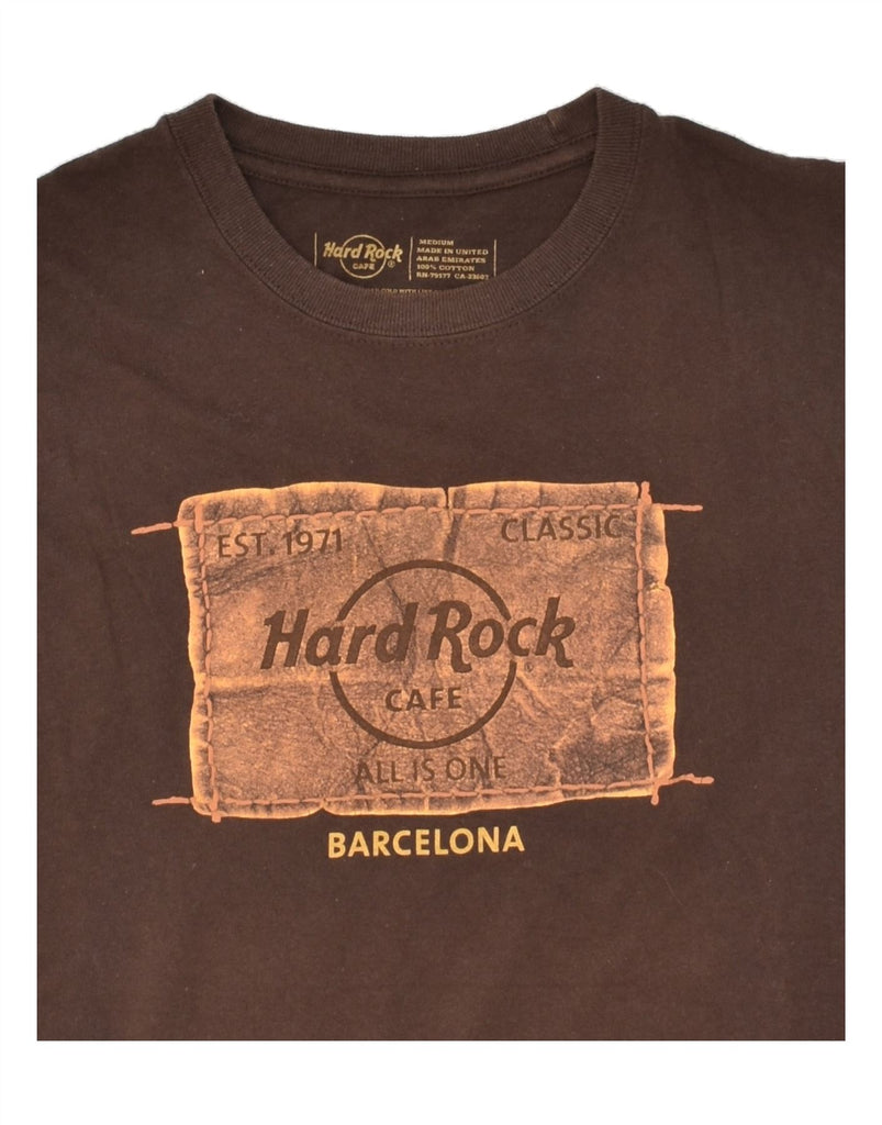 HARD ROCK CAFE Mens Barcelona Graphic T-Shirt Top Medium Brown Cotton Vintage Hard Rock Cafe and Second-Hand Hard Rock Cafe from Messina Hembry 