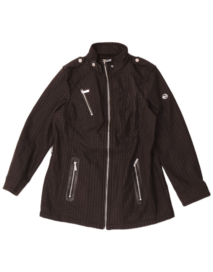 Michael Kors Womens Military Jacket UK 16 Large Black Houndstooth Polyester