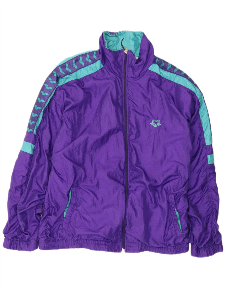 Arena Mens Graphic Tracksuit Top Jacket XL Purple Colourblock