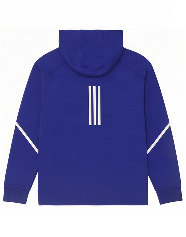 Adidas Boys Zip Hoodie Sweater 13-14 Years Blue Colourblock Cotton