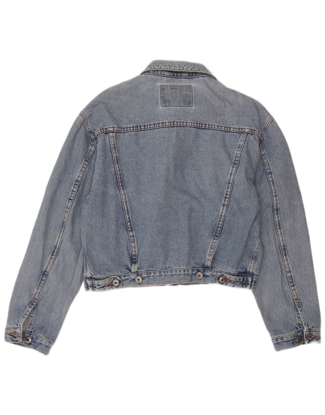 ROY ROGERS Womens Oversized Graphic Crop Denim Jacket UK 14 Medium Blue