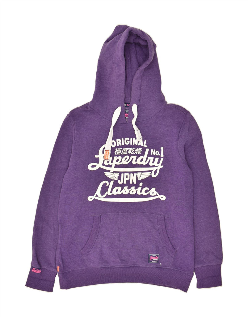 SUPERDRY Womens Classic Graphic Hoodie Jumper UK 14 Large Purple Cotton | Vintage Superdry | Thrift | Second-Hand Superdry | Used Clothing | Messina Hembry 