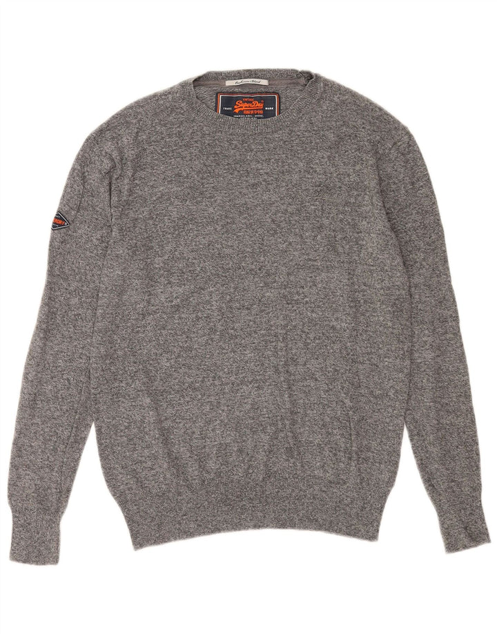 Superdry Mens Boat Neck Jumper Sweater Medium Grey Cotton