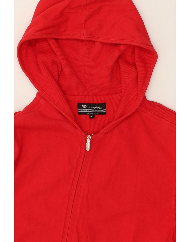 CHAMPION Womens Zip Hoodie Sweater UK 12 Medium Red Cotton | Vintage Champion | Thrift | Second-Hand Champion | Used Clothing | Messina Hembry 