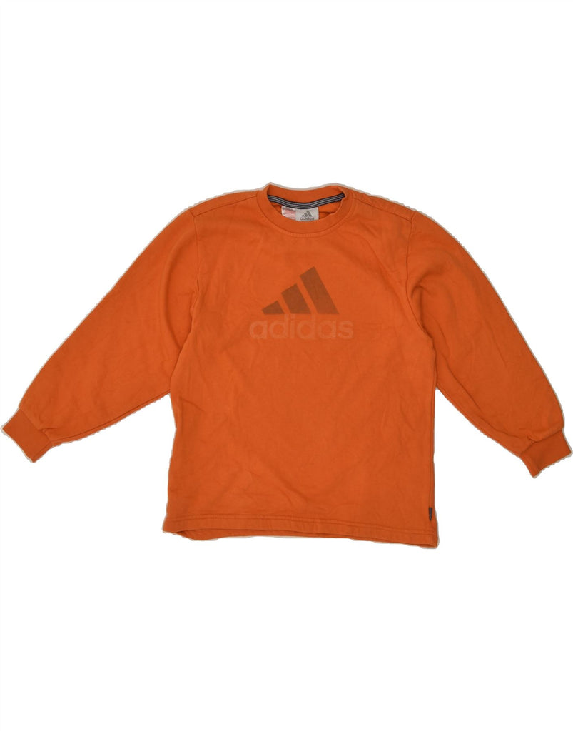 ADIDAS Boys Graphic Sweatshirt Jumper 9-10 Years Orange Cotton | Vintage Adidas | Thrift | Second-Hand Adidas | Used Clothing | Messina Hembry 