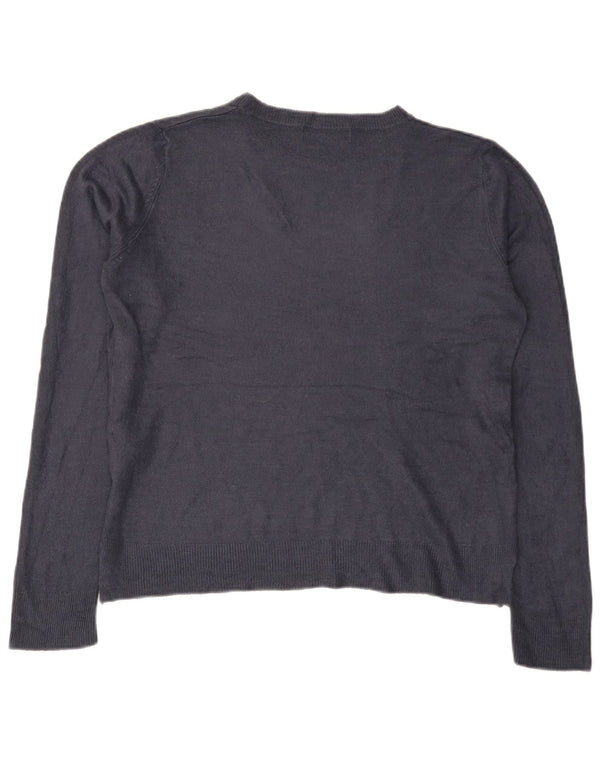 Marks & Spencer Womens Boat Neck Jumper Sweater UK 14 Large Navy Blue