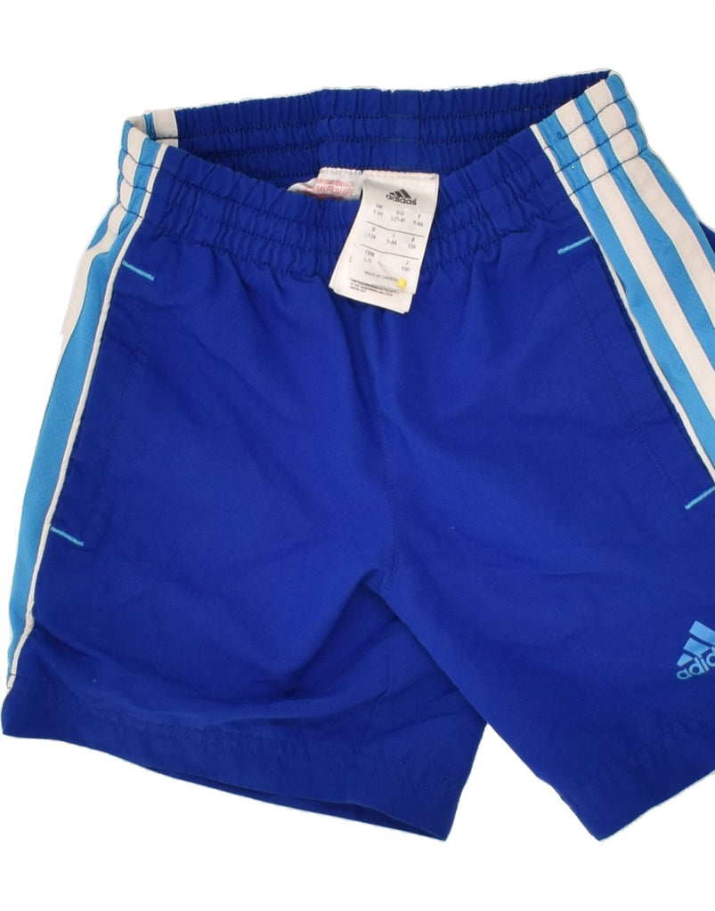 ADIDAS Boys Sport Shorts 7-8 Years Blue Polyester | Vintage Adidas | Thrift | Second-Hand Adidas | Used Clothing | Messina Hembry 