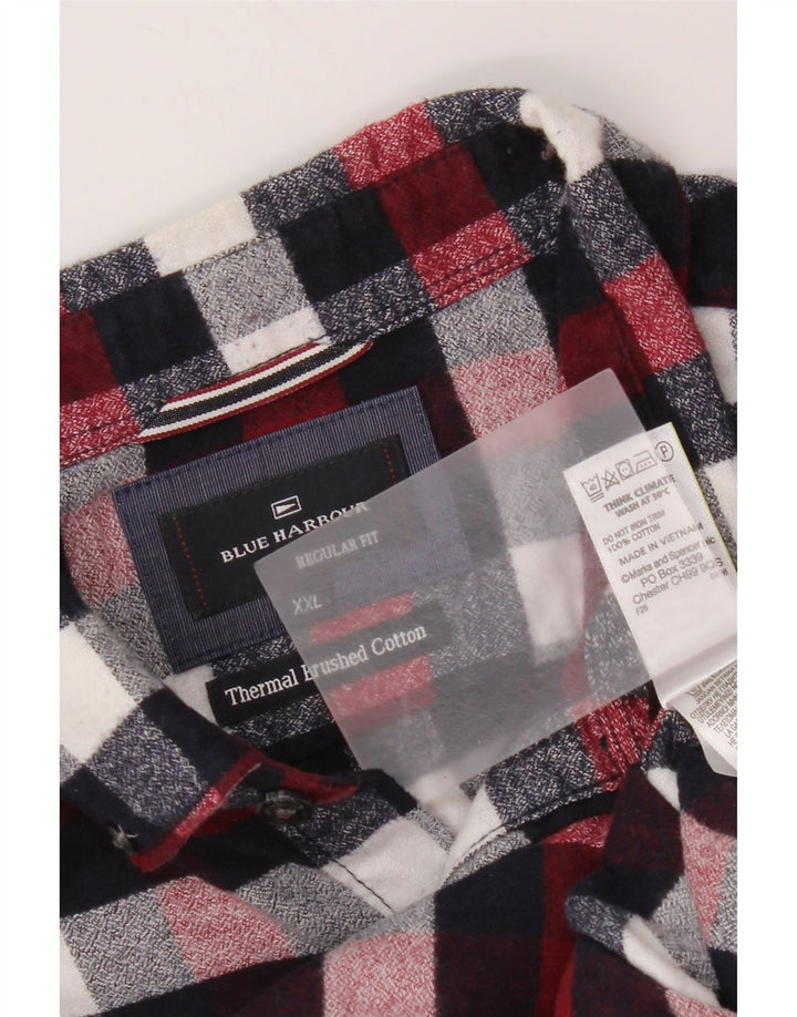 Marks & Spencer Mens Blue Harbour Regular Fit Flannel Shirt 2XL Red Check