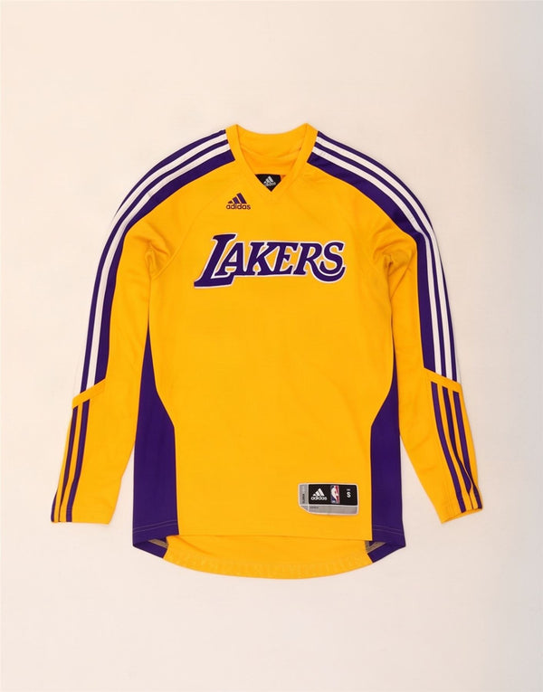 Adidas Mens Lakers Graphic Top Long Sleeve Small Yellow Colourblock