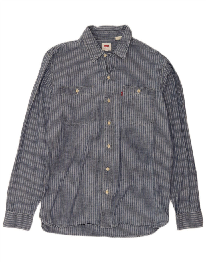Levi's Mens Shirt Medium Blue Pinstripe Cotton