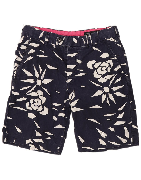 French Connection Mens Chino Shorts W30 Medium Blue Geometric Cotton