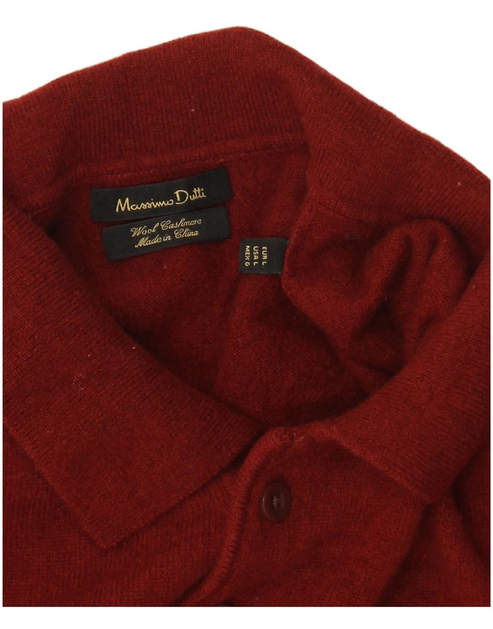Massimo Dutti Mens Polo Neck Jumper Sweater Large Red Wool